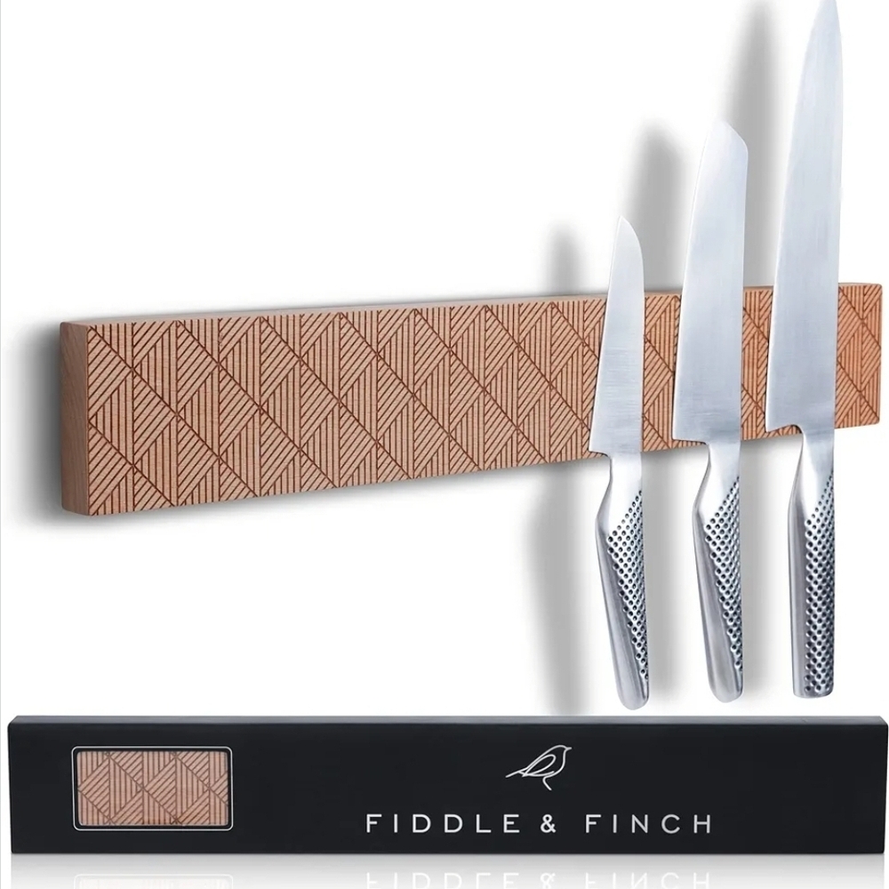 Fiddle & Finch 16" Magnetic Beechwood Knife Holder - Magnet Board